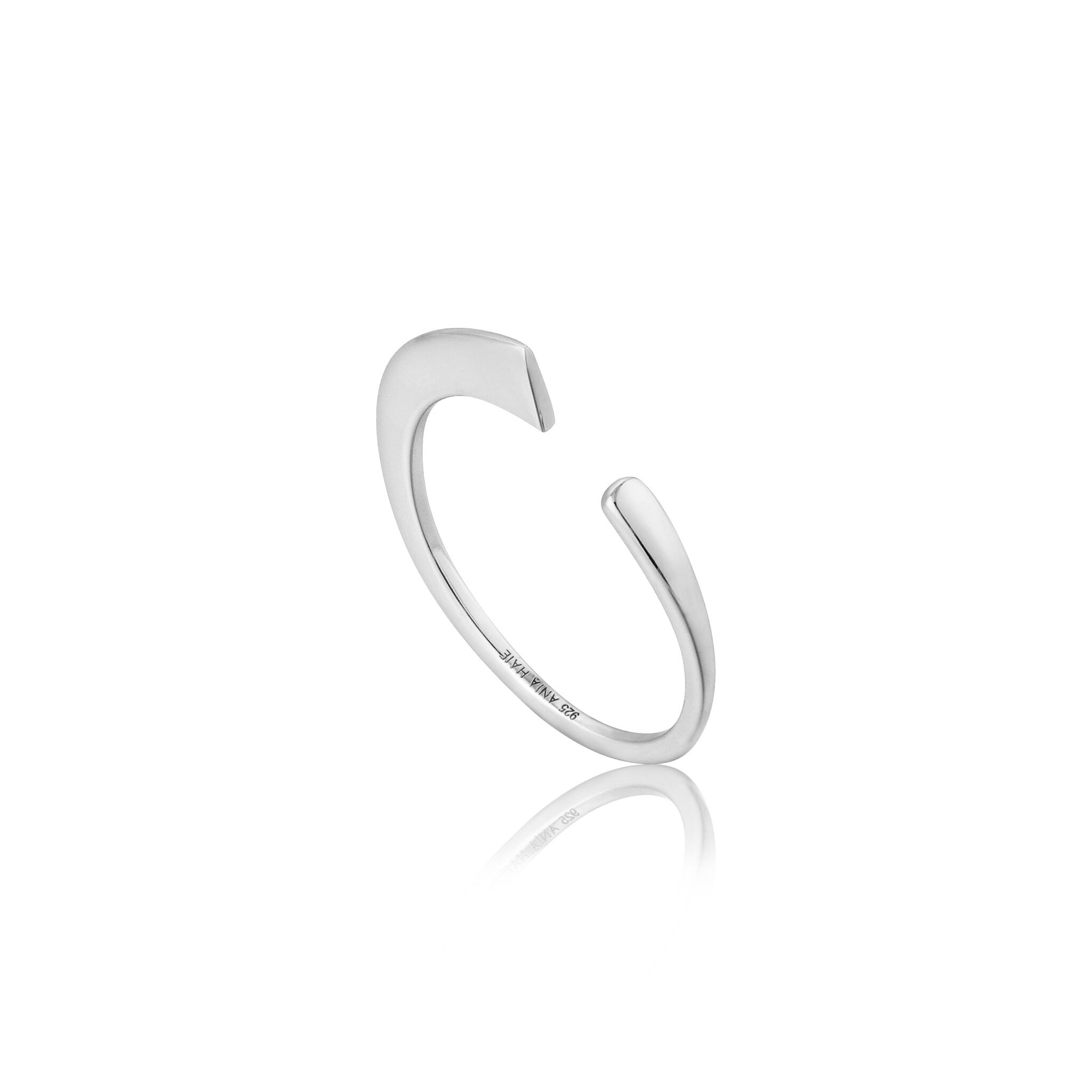 Silver Geometry Curved Adjustable Ring by Ania Haie