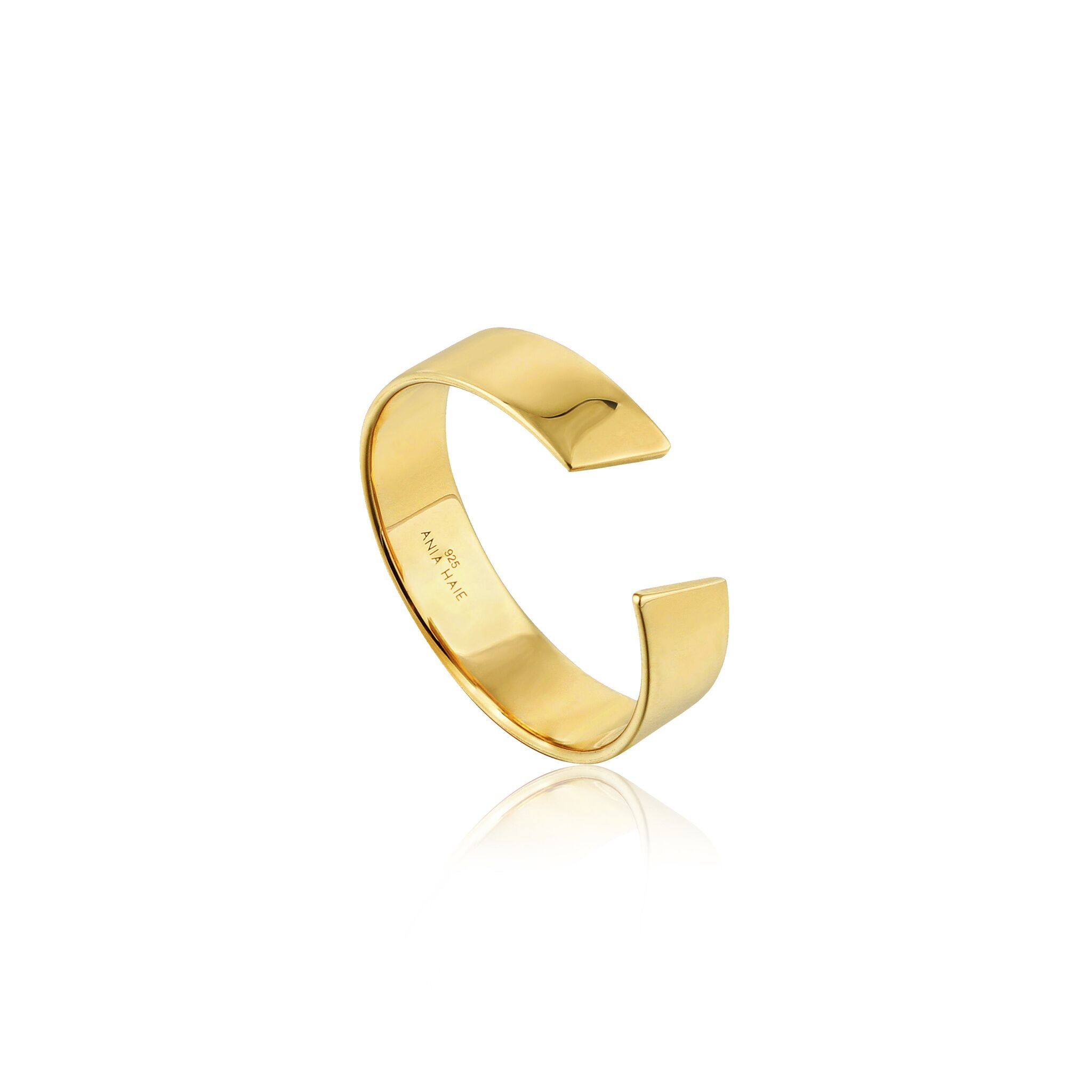 Gold Toned Geometry Wide Adjustable Ring by Ania Haie