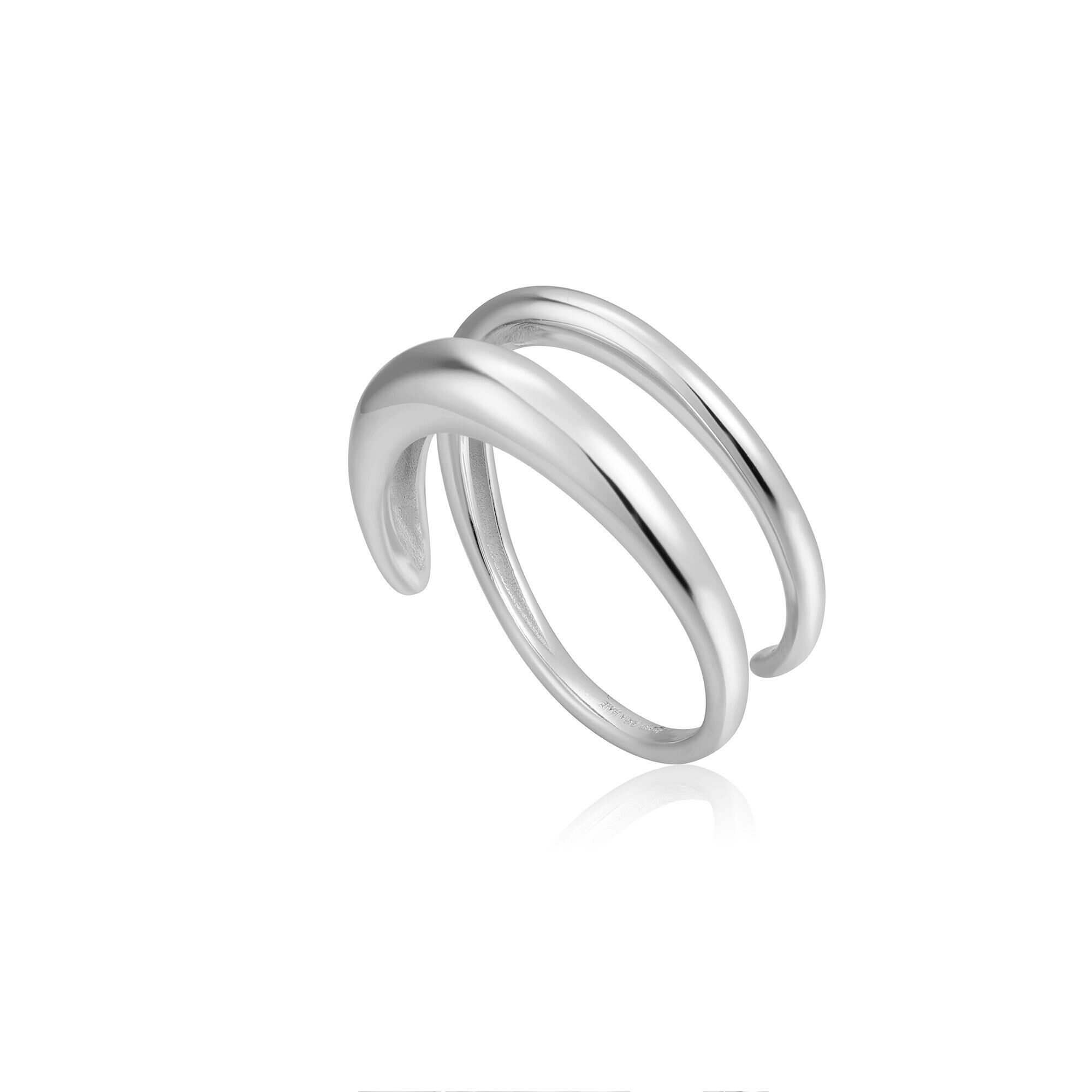 Silver Luxe Twist Adjustable Ring by Ania Haie