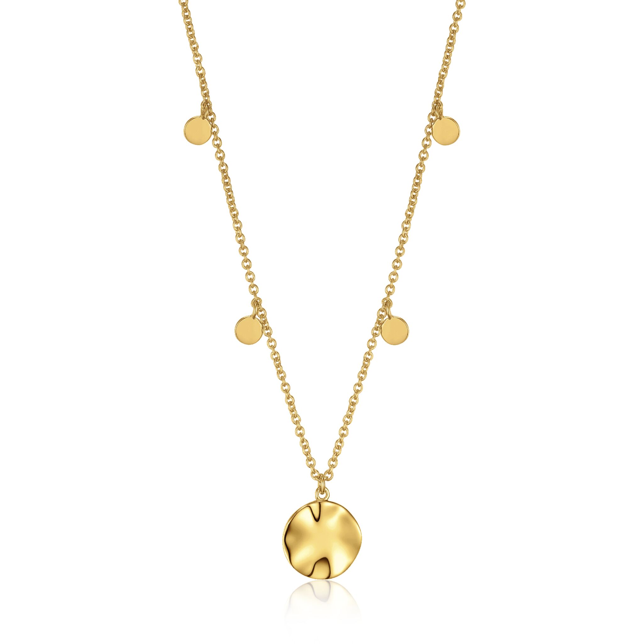 Gold Toned Ripple Drop Discs Necklace by Ania Haie