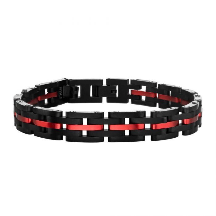 Black and Red Steel Link Bracelet