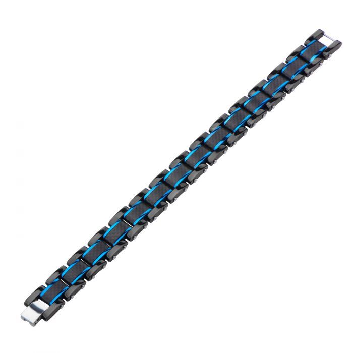 Stainless Steel and Carbon Fiber Link Bracelet - Image 2