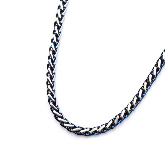 Blue Plated Stainless Steel Franco Chain Necklace - Image 2