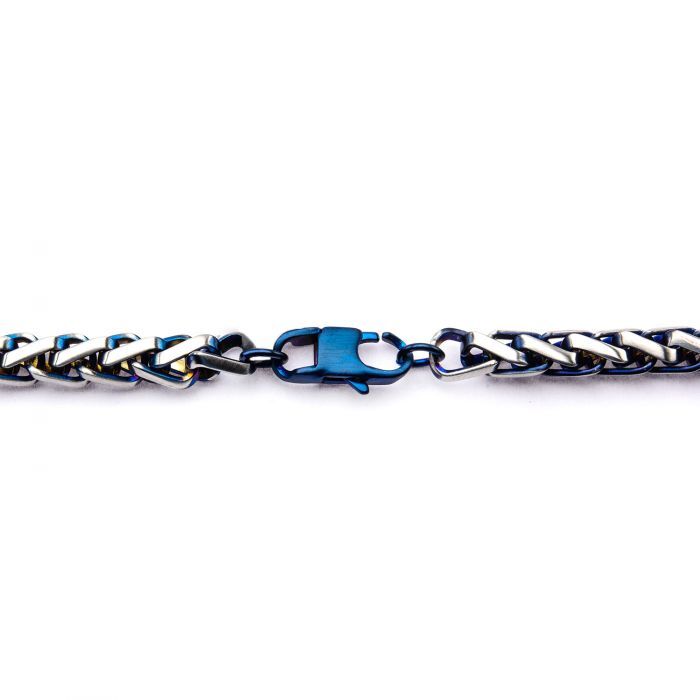 Blue Plated Stainless Steel Franco Chain Necklace - Image 3