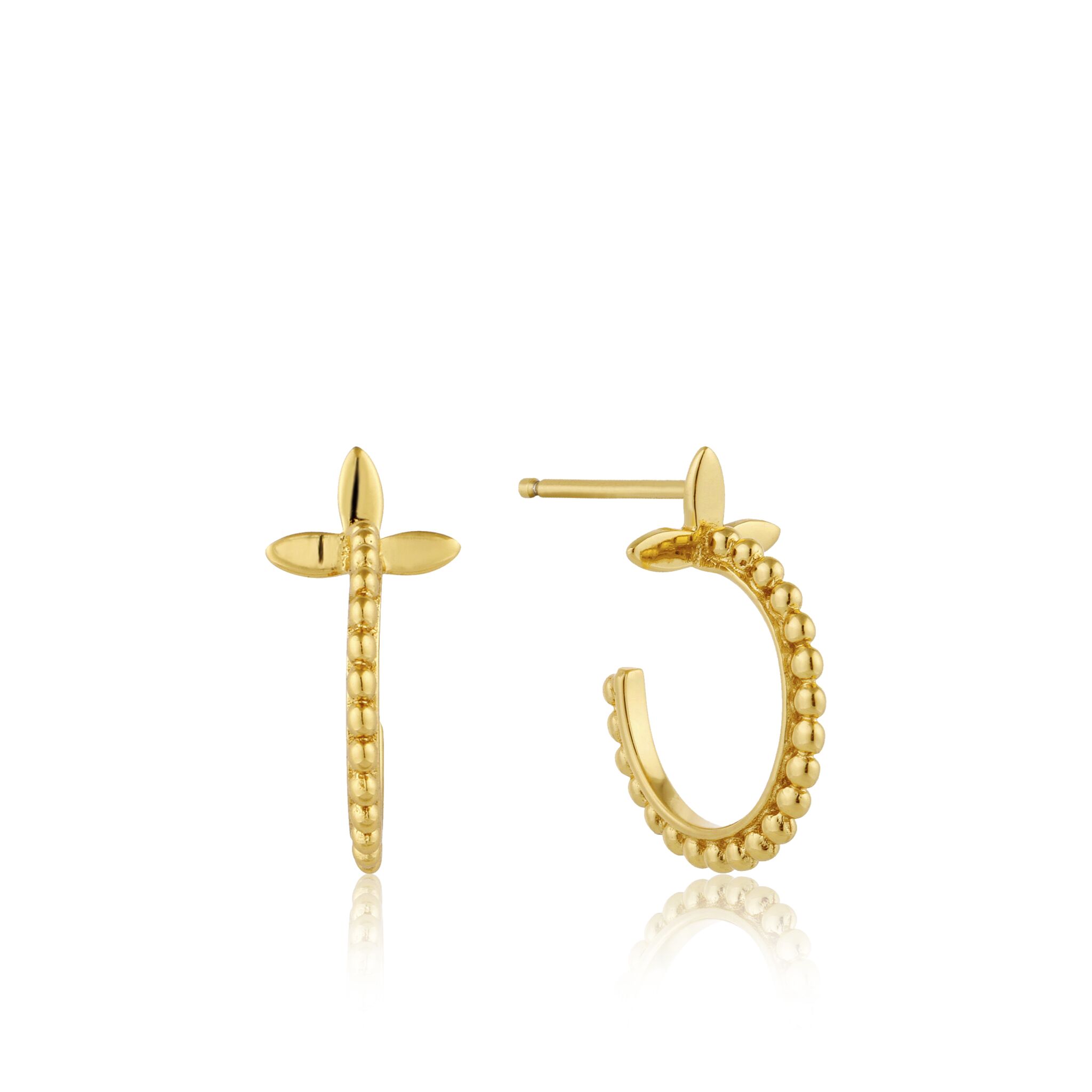 Gold Toned Modern Beaded Hoop Earrings by Ania Haie