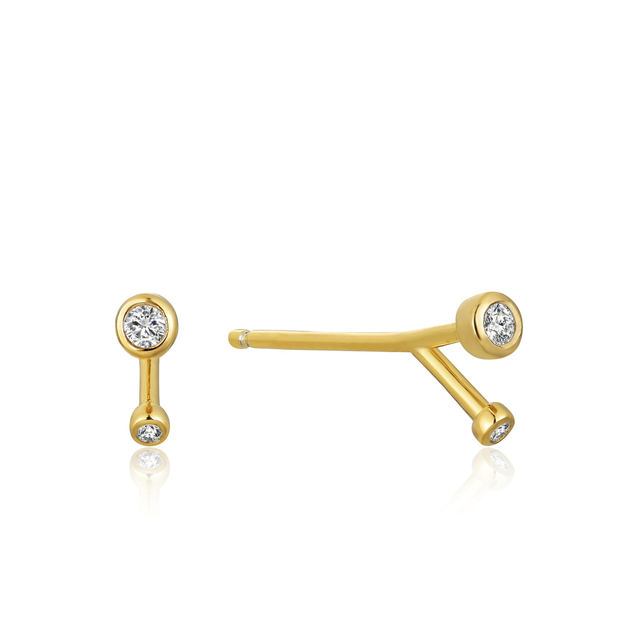 Gold Toned Shimmer Double Stud Earrings by Ania Haie
