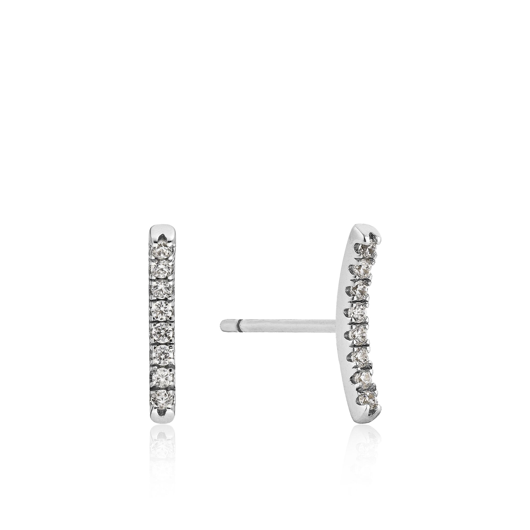 Silver Shimmer Pavé Bar Stud Earrings by Ania Haie