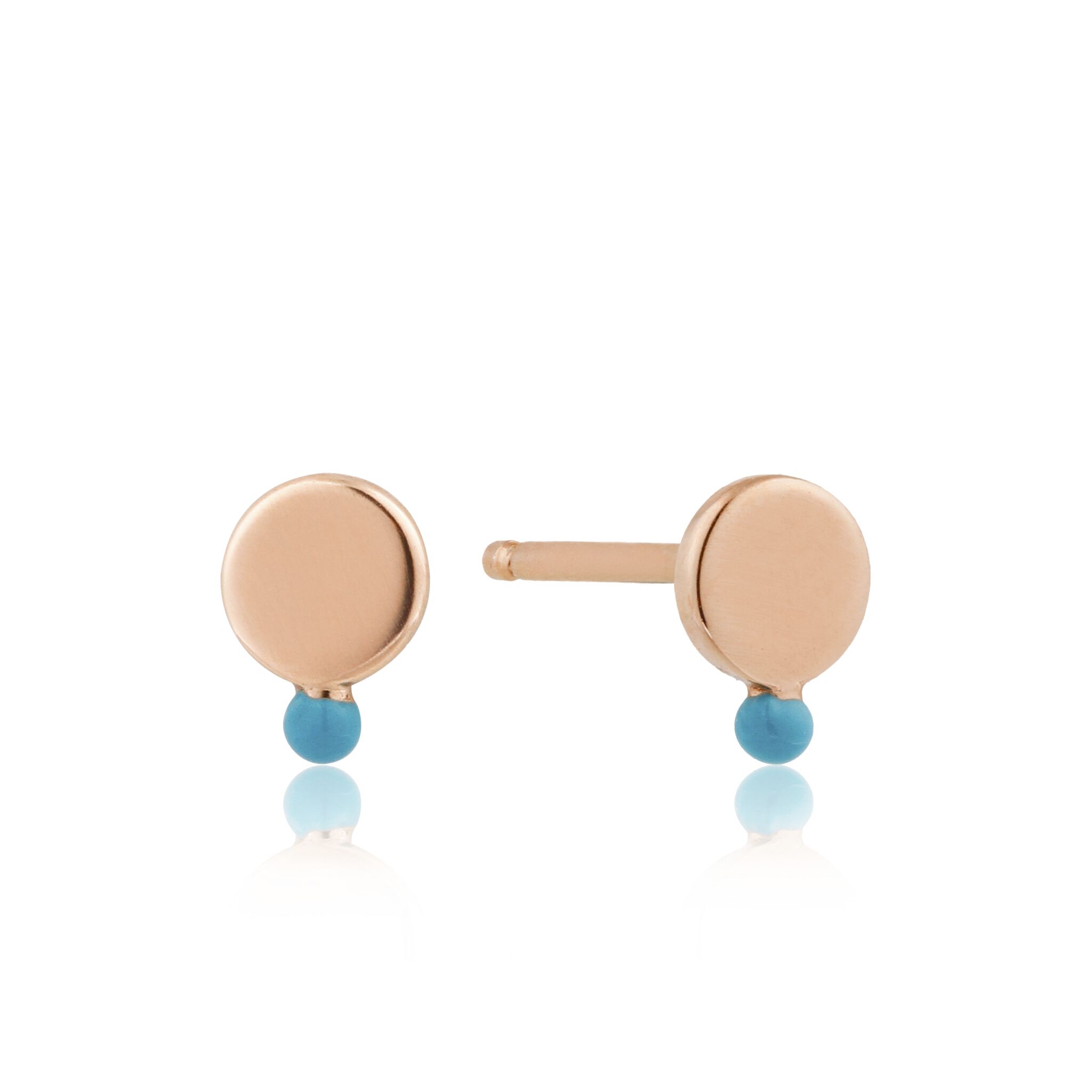 Rose Gold Toned Dotted Disc Stud Earrings by Ania Haie