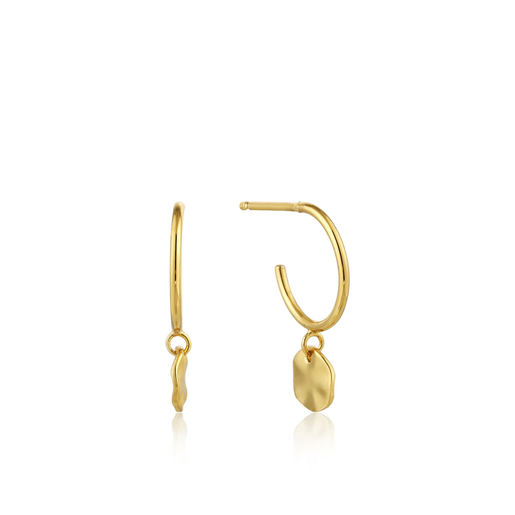 Gold Toned Ripple Small Hoop Earrings by Ania Haie