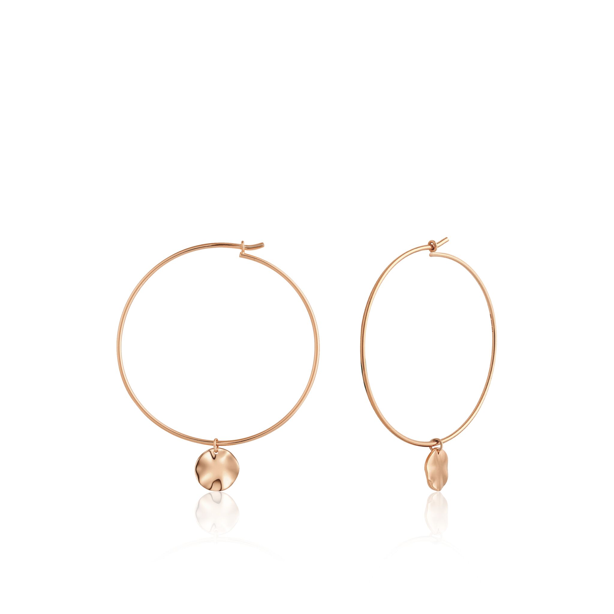 Rose Toned Gold Ripple Hoop Earrings by Ania Haie
