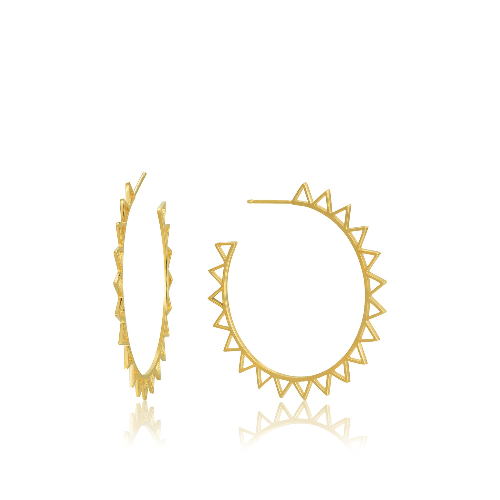 Gold Toned Spike Hoop Earrings by Ania Haie