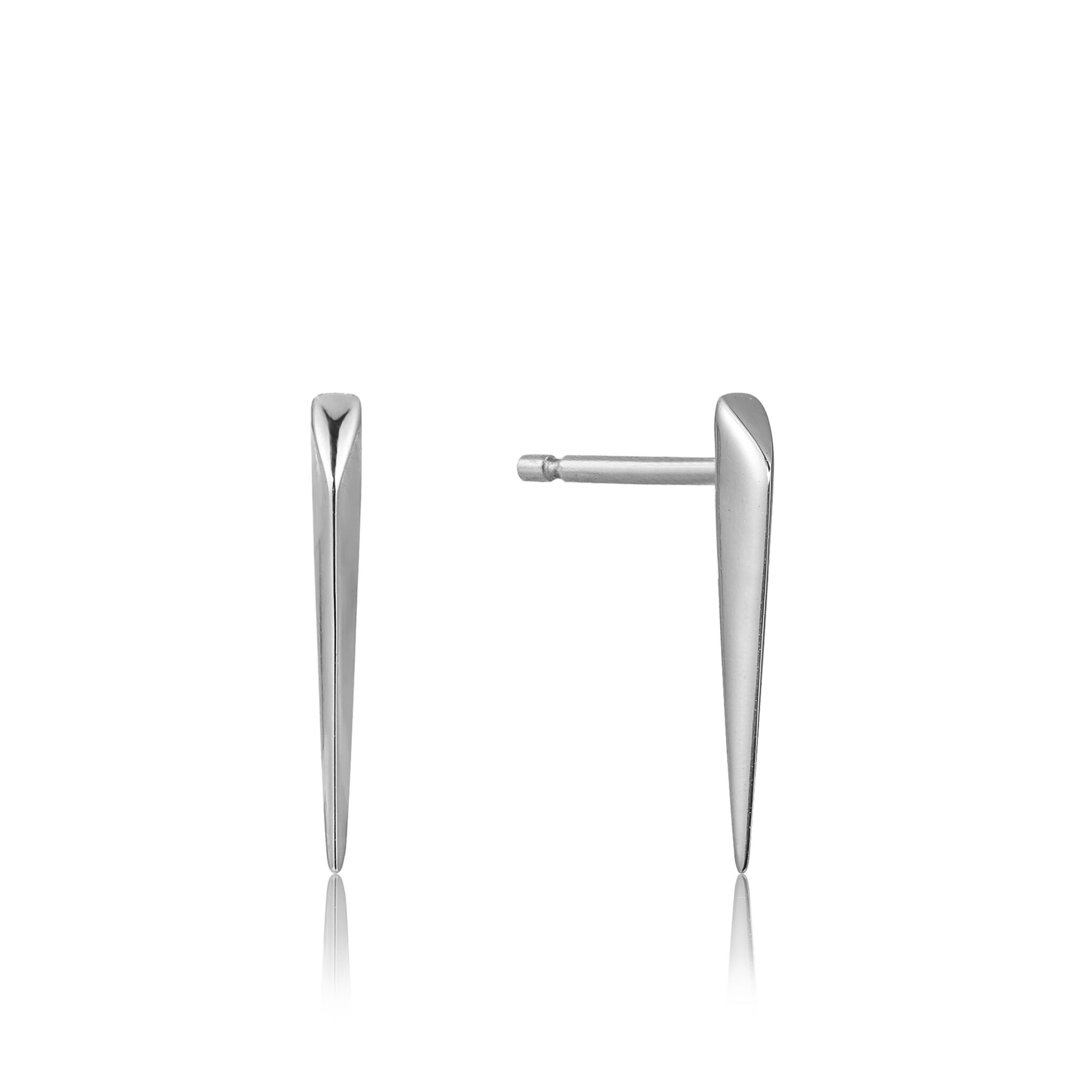 Silver Straight Spike Stud Earrings by Ania Haie