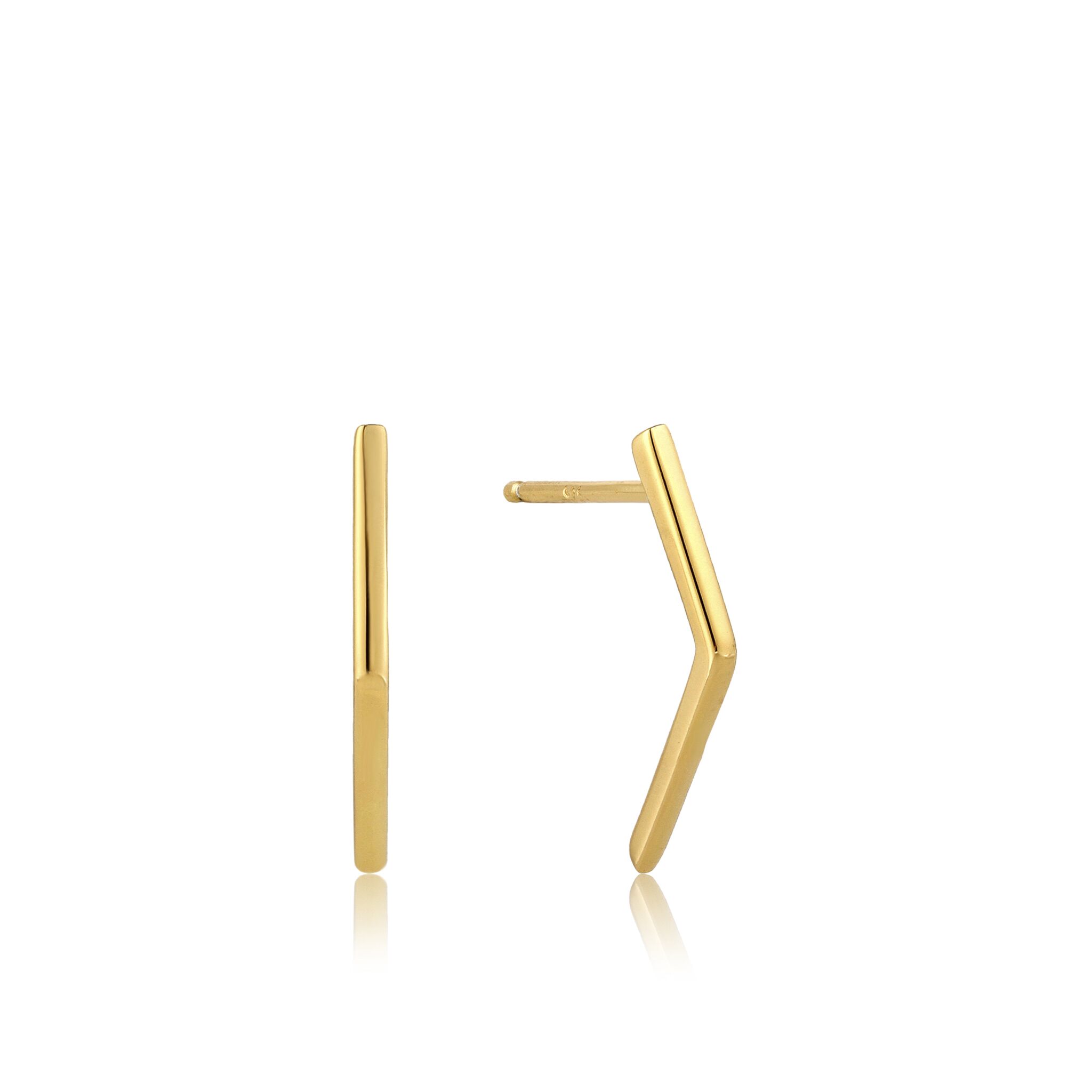 Gold Toned Bar Stud Earrings by Ania Haie