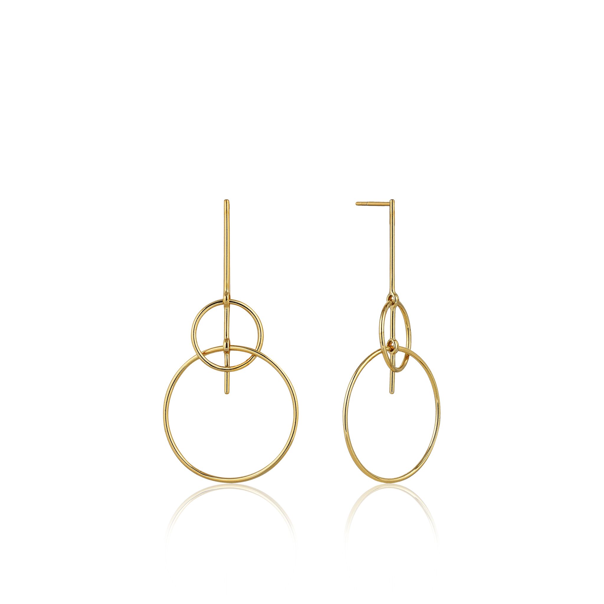 Gold Toned Solid Drop Earrings by Ania Haie