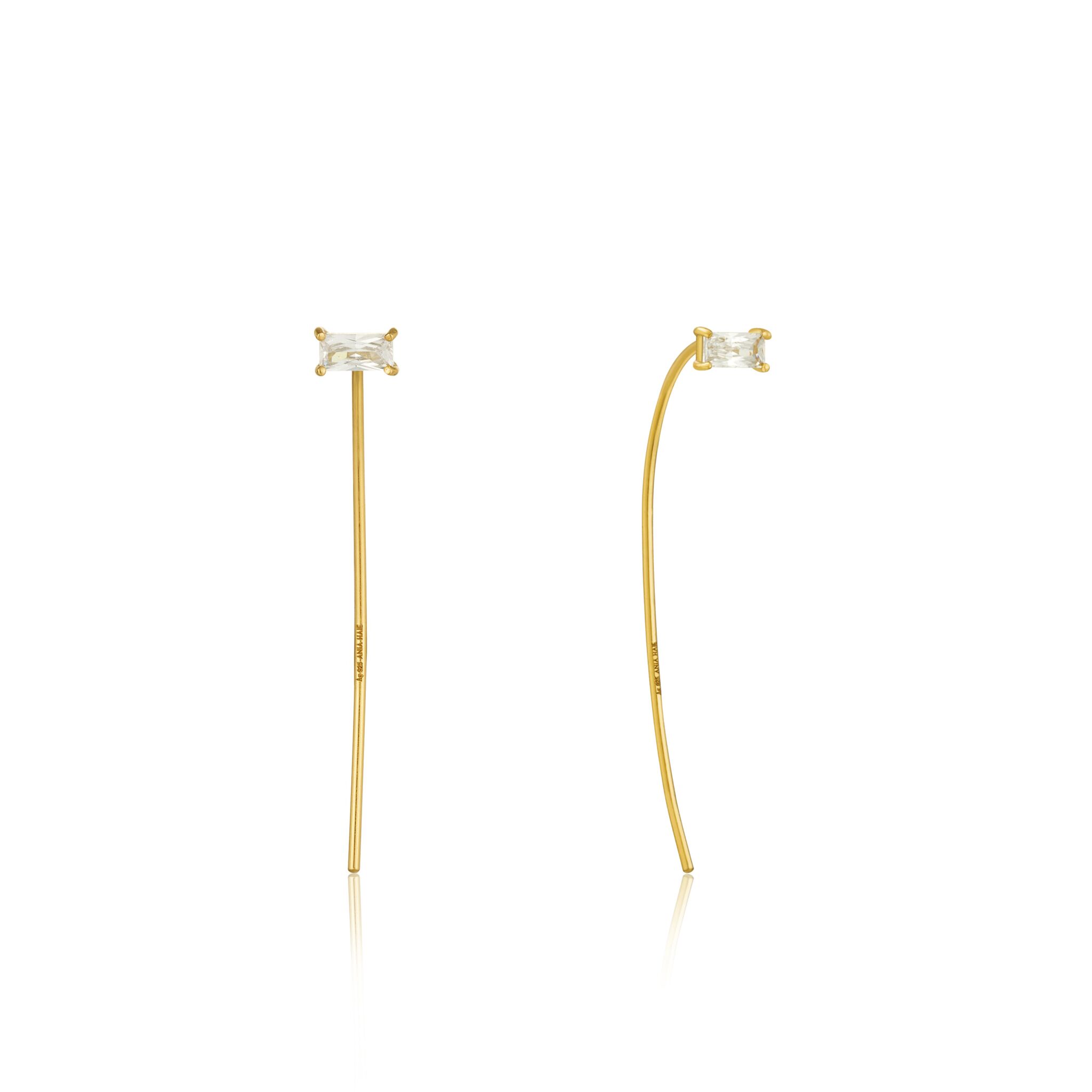 Gold Toned Glow Solid Drop Earrings by Ania Haie