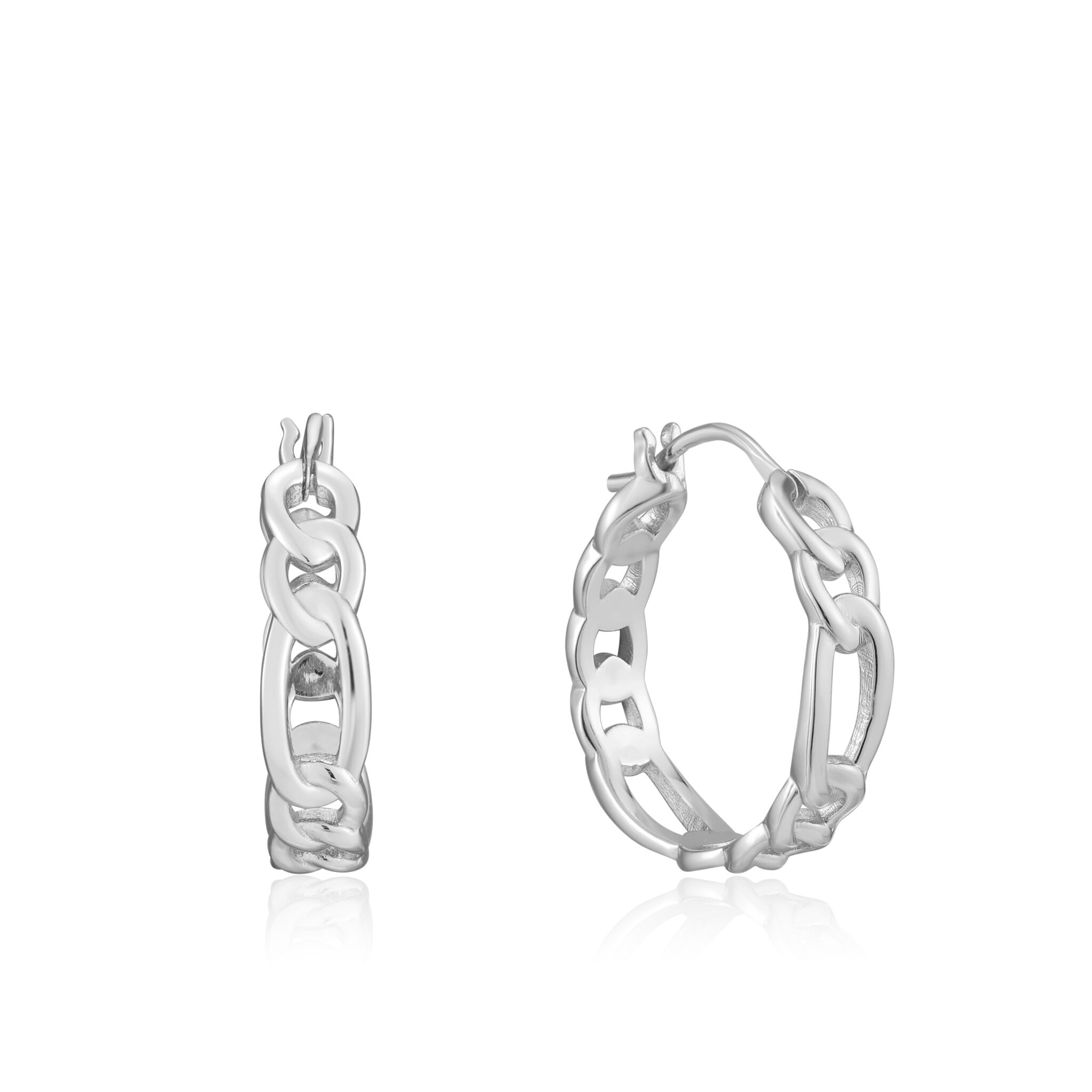 Sterling Silver Figaro Chain Hoop Earrings by Ania Haie
