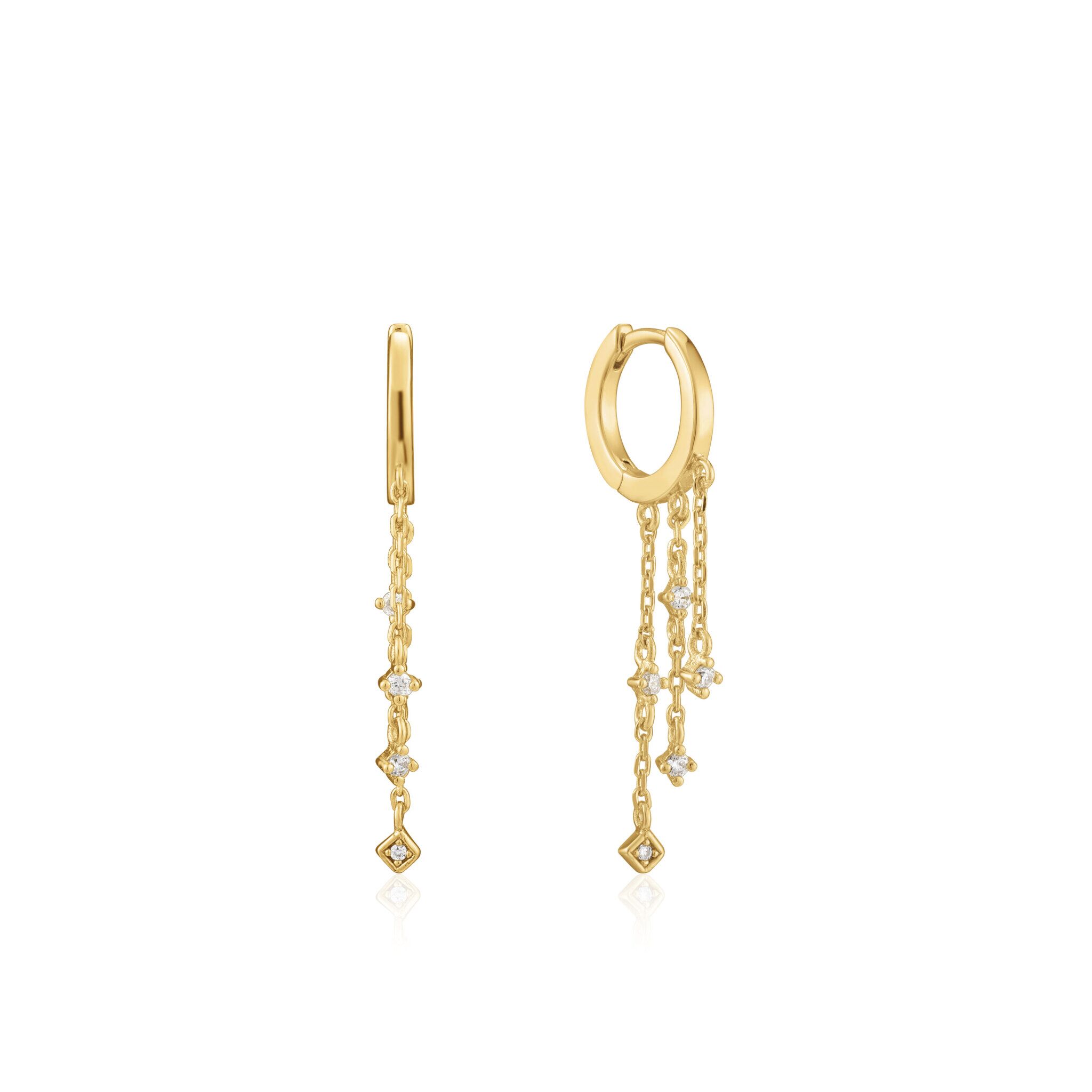 Gold Toned Sparkle Cascade Huggie Hoops by Ania Haie