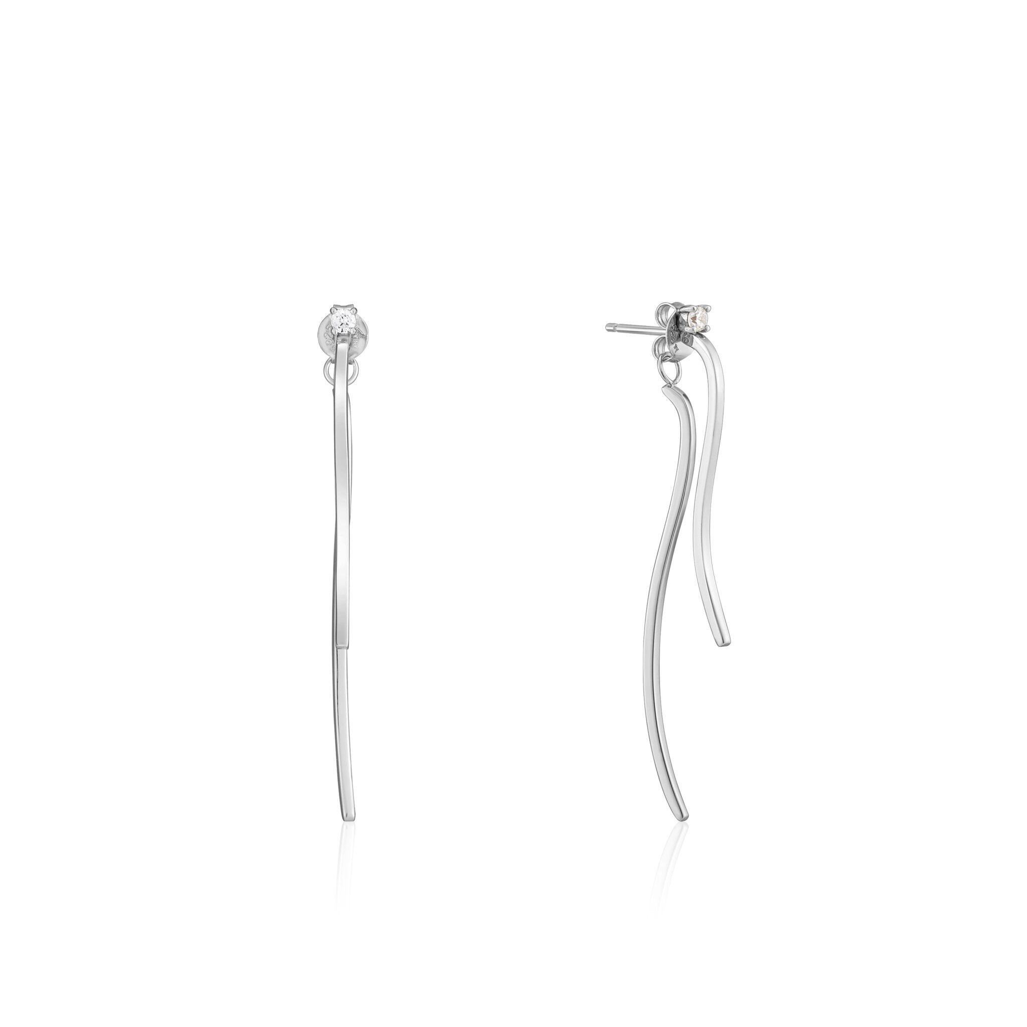 Sterling Silver Curve Drop Bar Ear Jackets