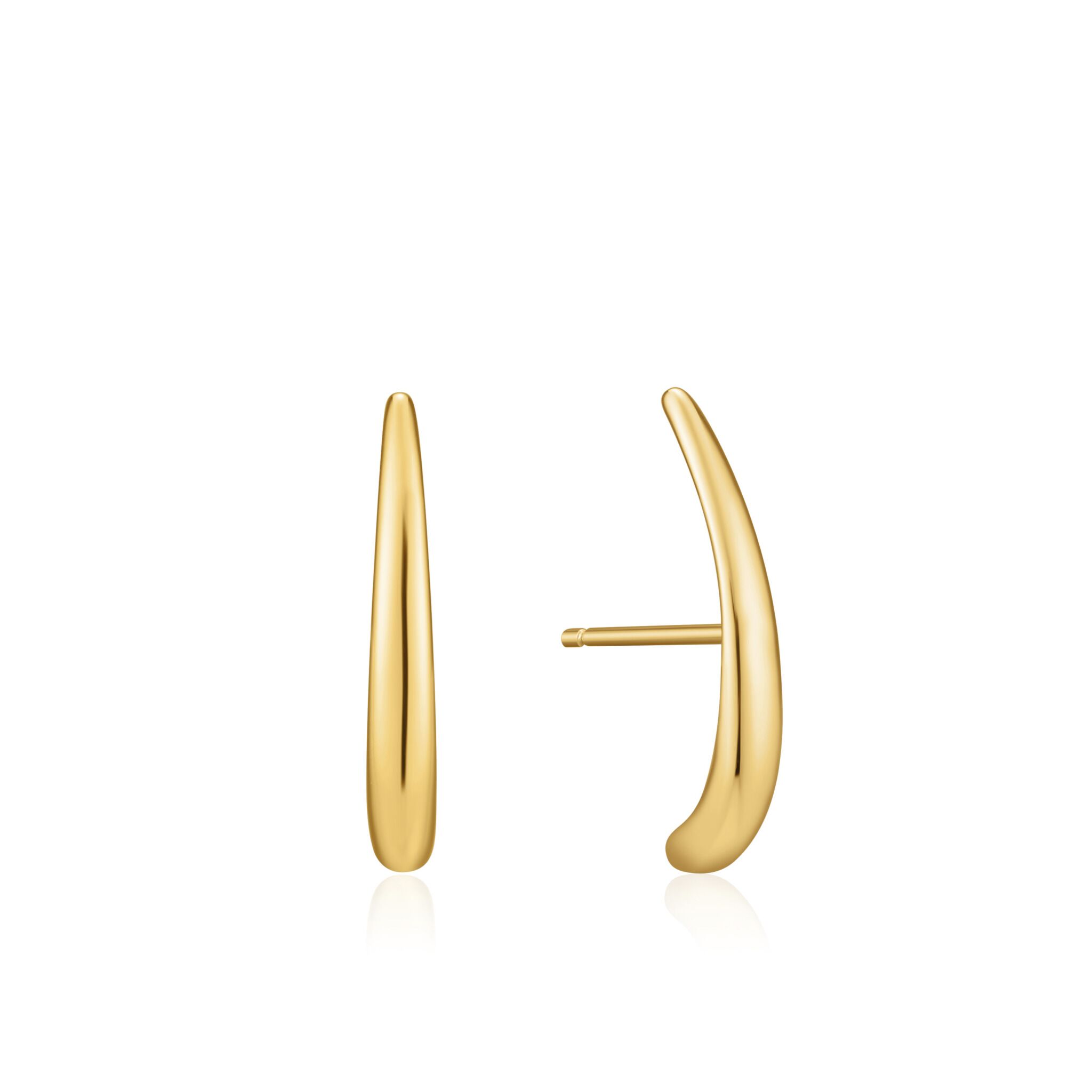 Gold Toned Luxe Lobe Hook Stud Earrings by Ania Haie