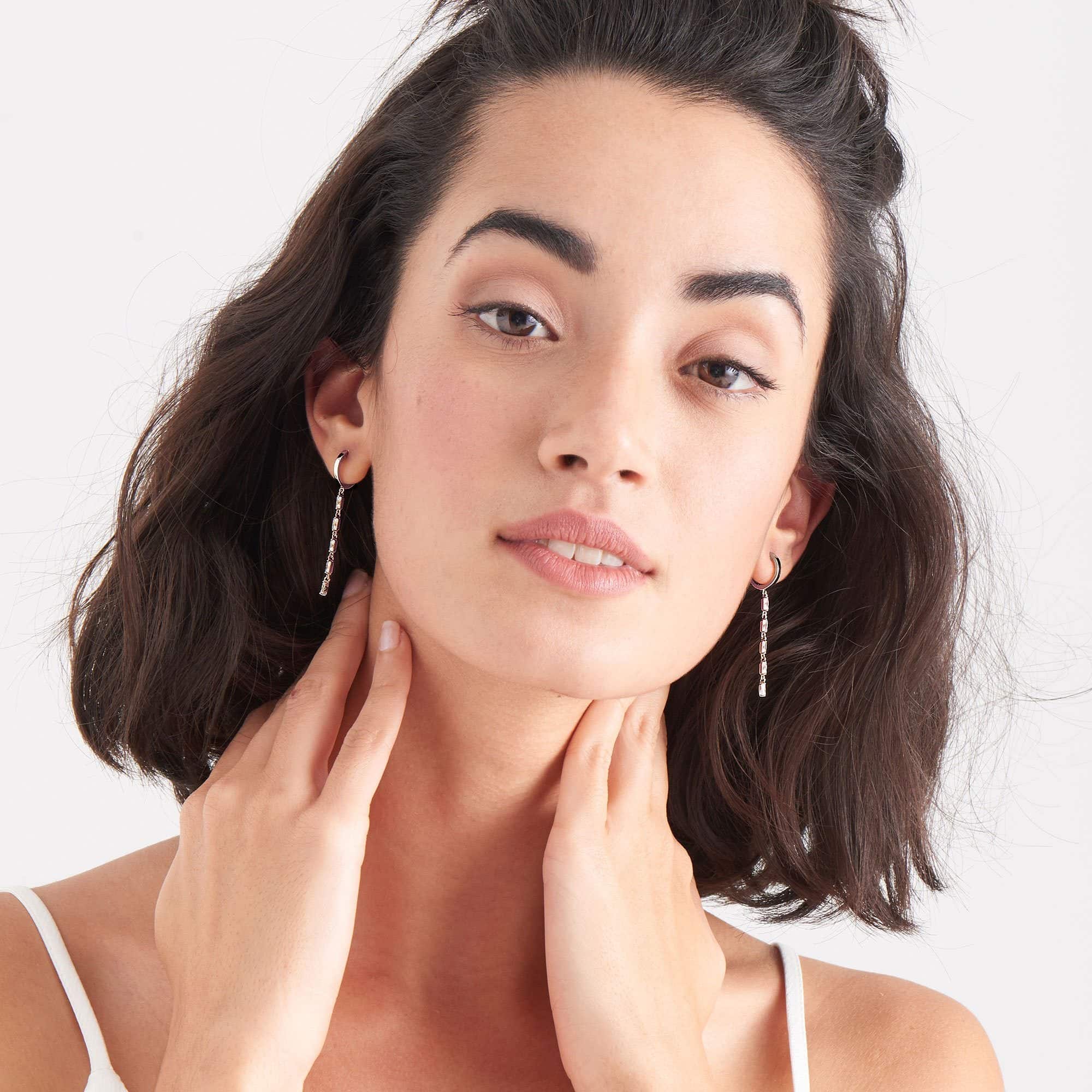 sterling silver glow drop huggie hoops
