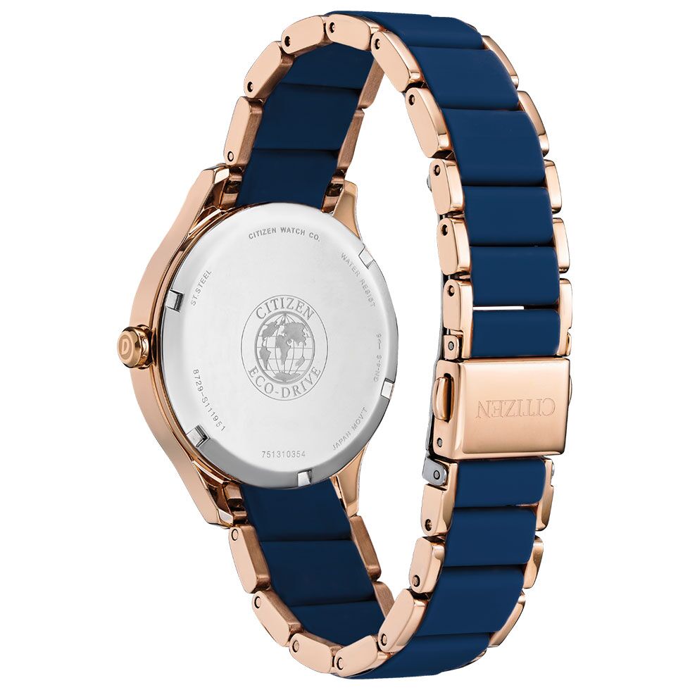 Blue and Rose Gold-Tone Ladies Drive Watch by Citizen - Image 3