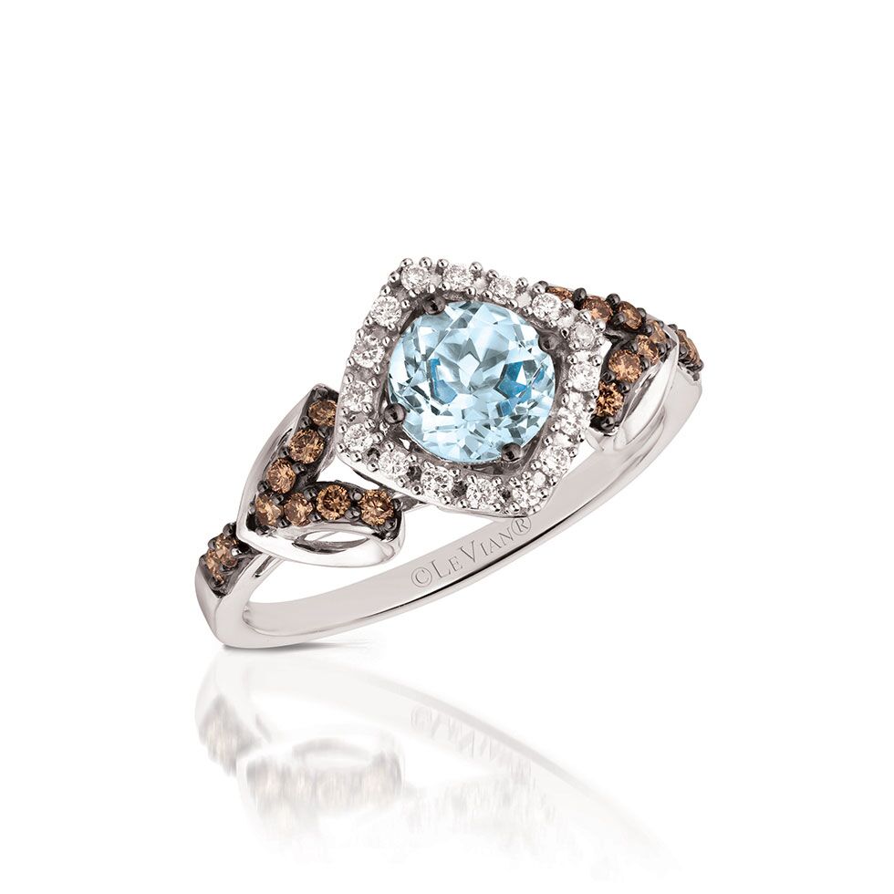 Sea Blue Aquamarine®Ring with Chocolate and Vanilla Diamonds® by Le Vian®
