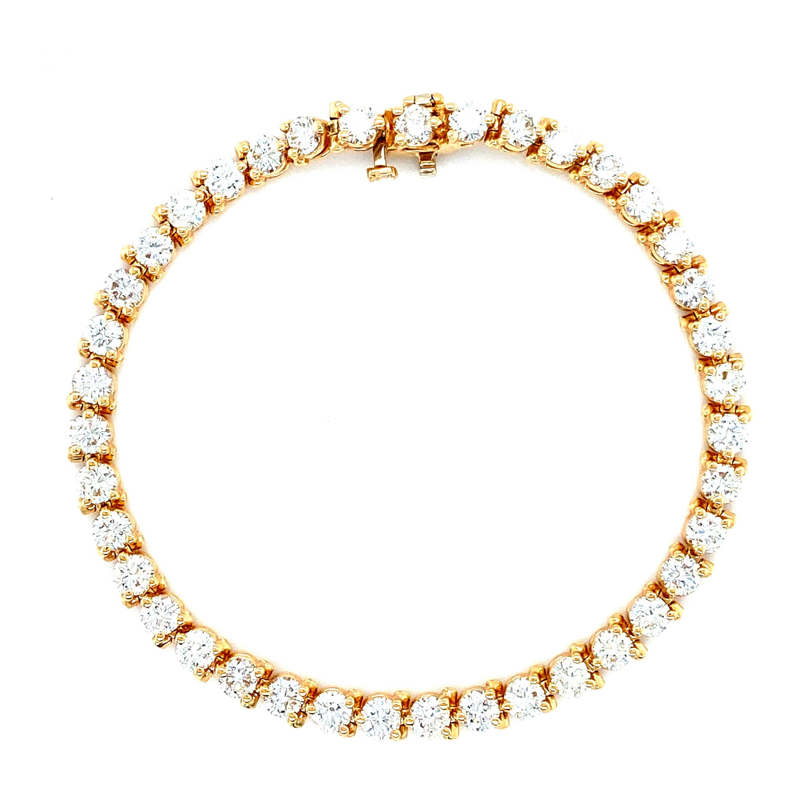 Yellow Gold Diamond Tennis Bracelet 6.25 ctw - Image 2