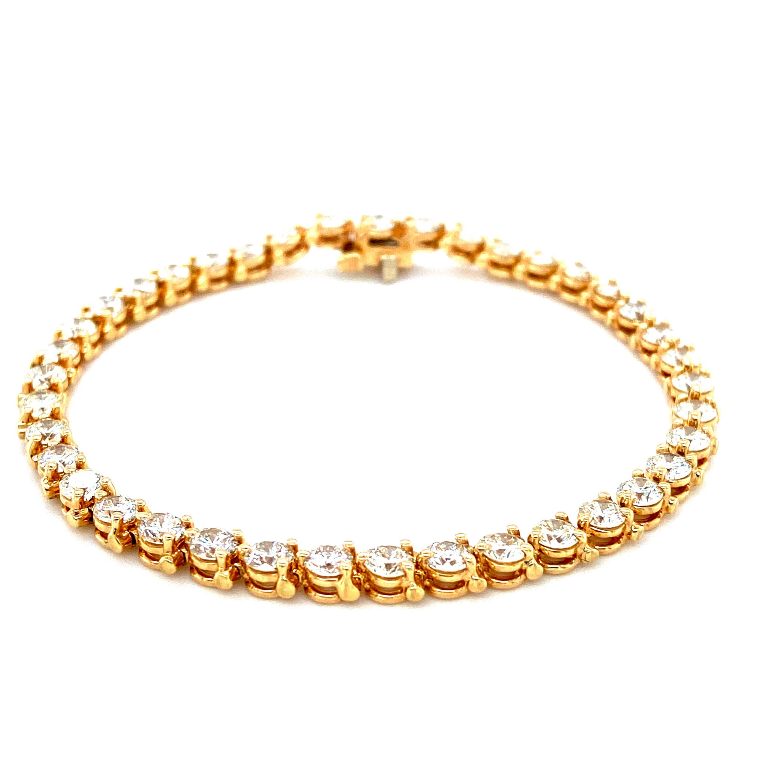Yellow Gold Diamond Tennis Bracelet 6.25 ctw