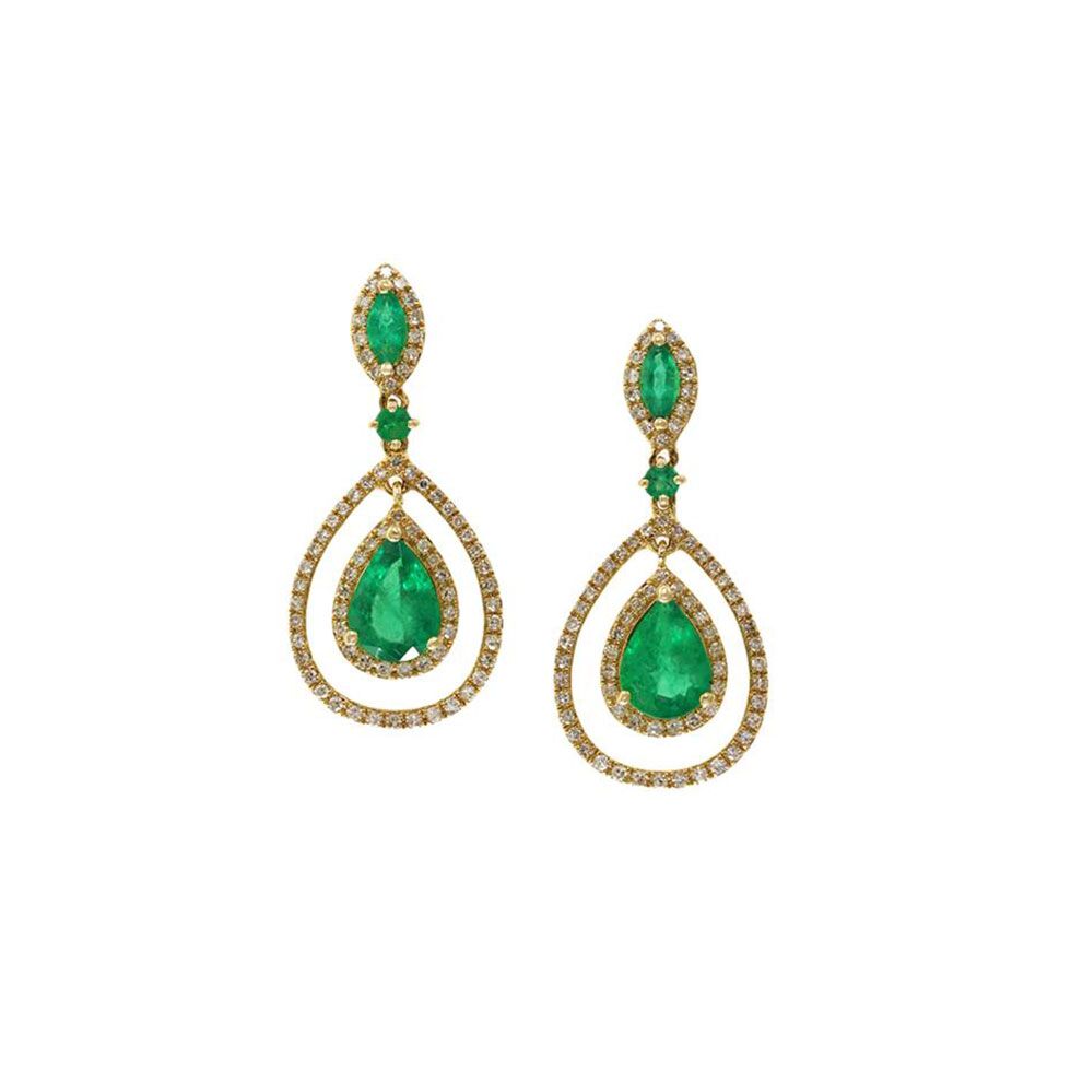 Emerald and Diamond Drop Earrings by Effy