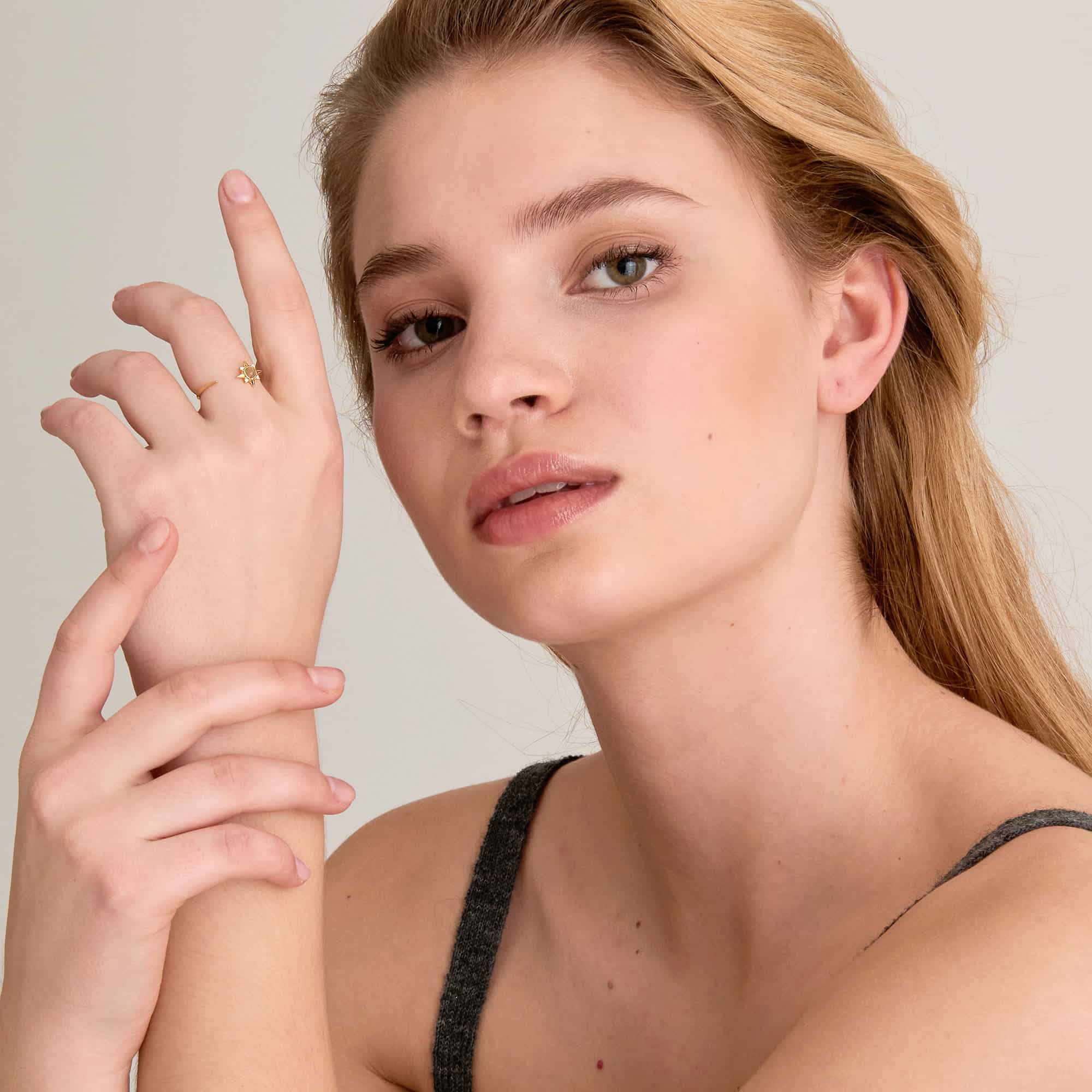 midnight star adjustable ring on model