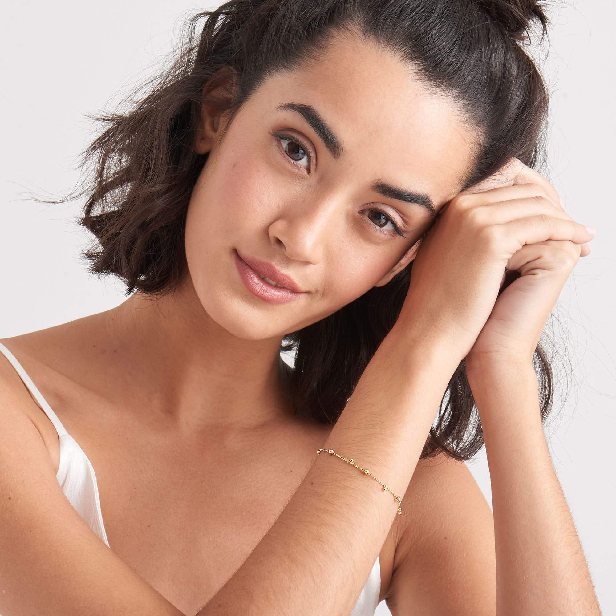 modern drop balls bracelet on model