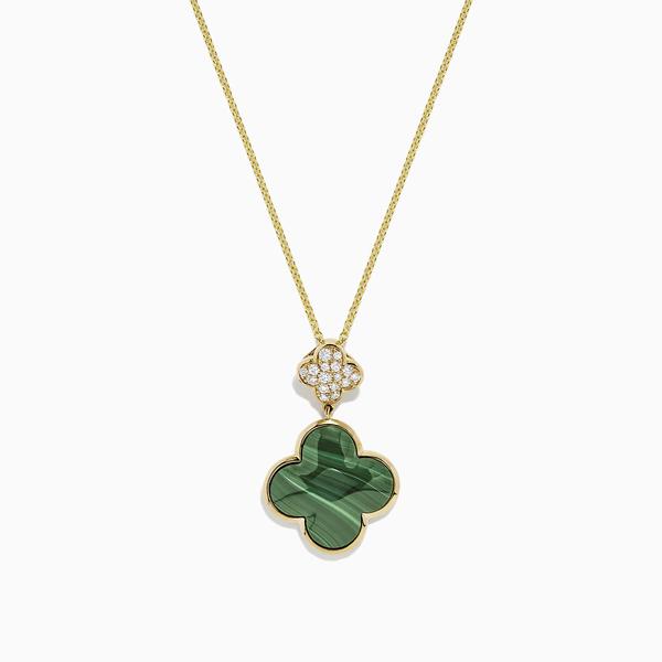 Malachite and Diamond Clover Pendant by Effy