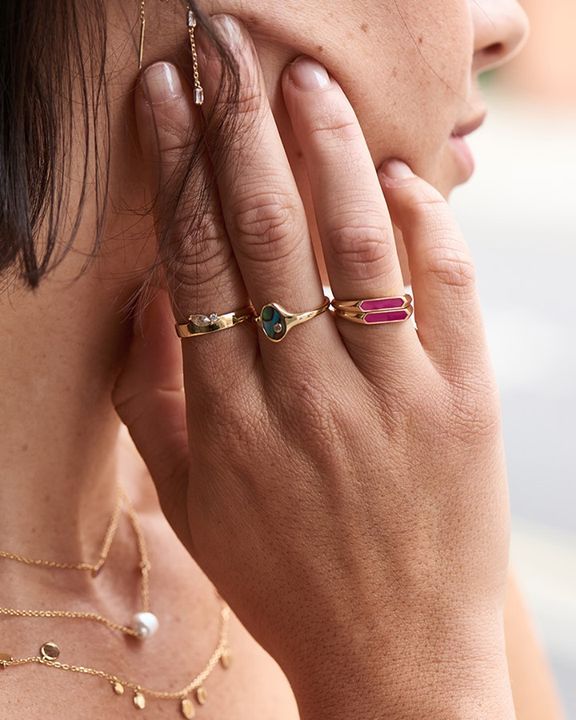 tidal abalone adjustable signet ring