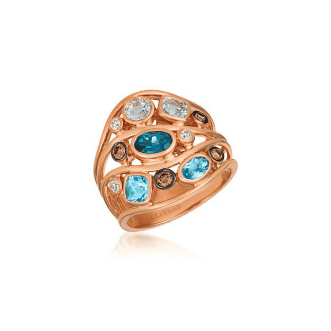 Blue Topaz and Diamond Ring in Strawberry Gold by Le Vian®