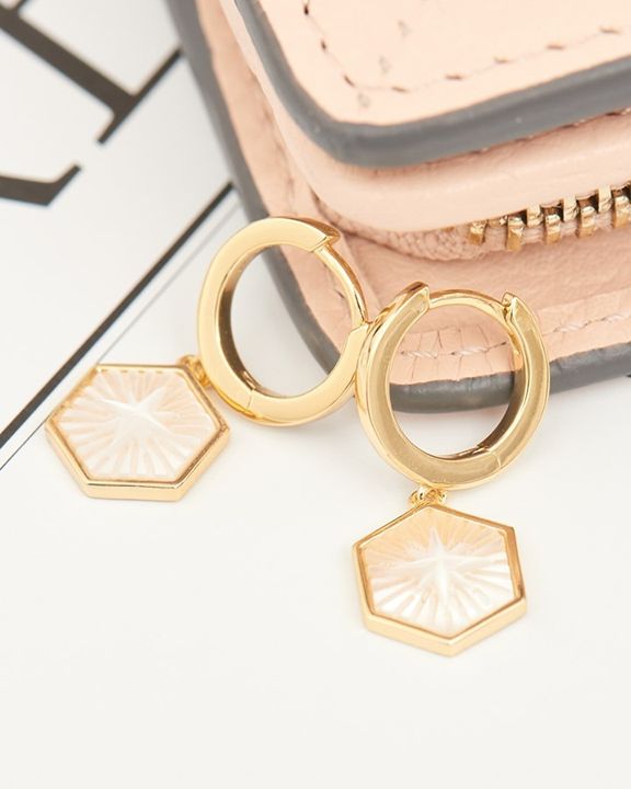 Compass Emblem Huggie Hoops