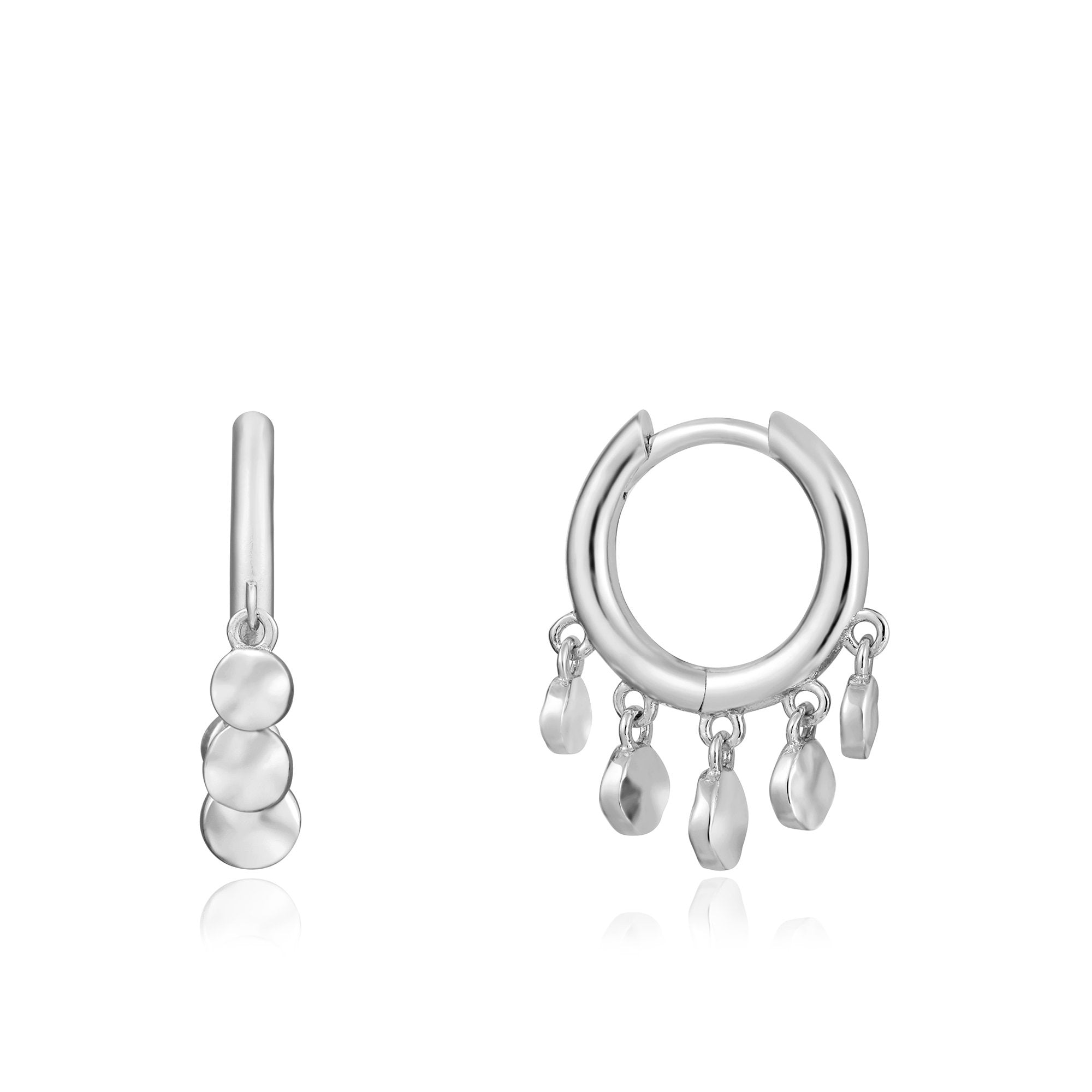 sterling silver mini disc huggie hoops