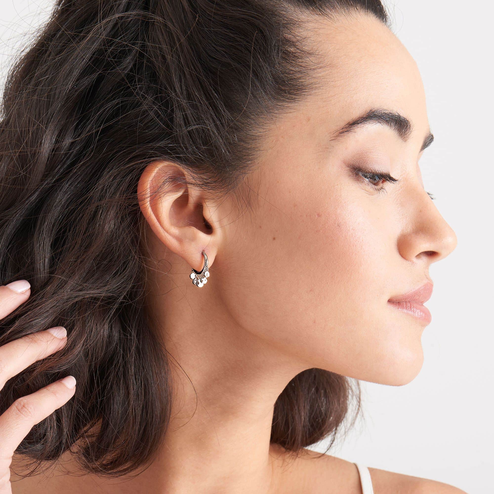 sterling silver mini disc huggie hoops