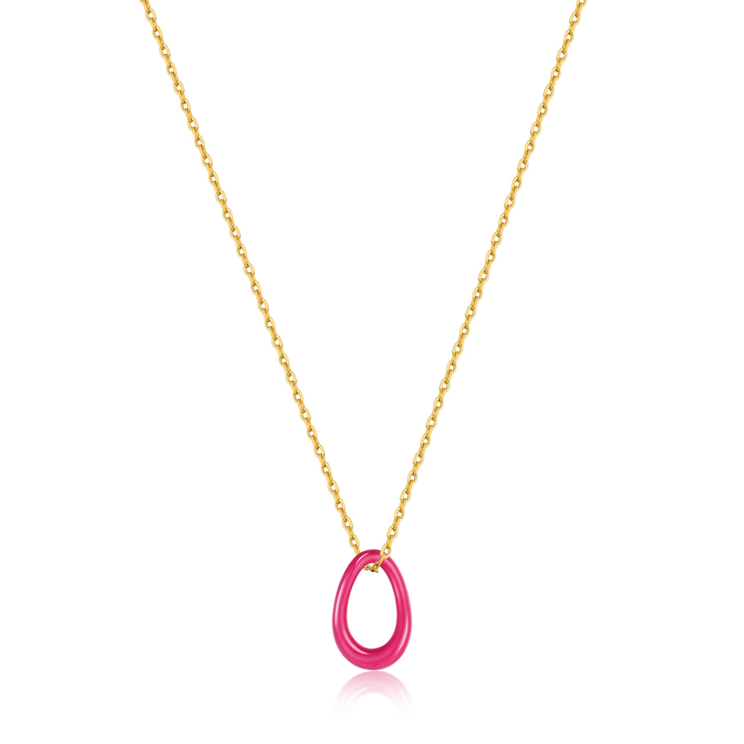 Sterling Silver Pink Enamel Twisted Pendant by Ania Haie