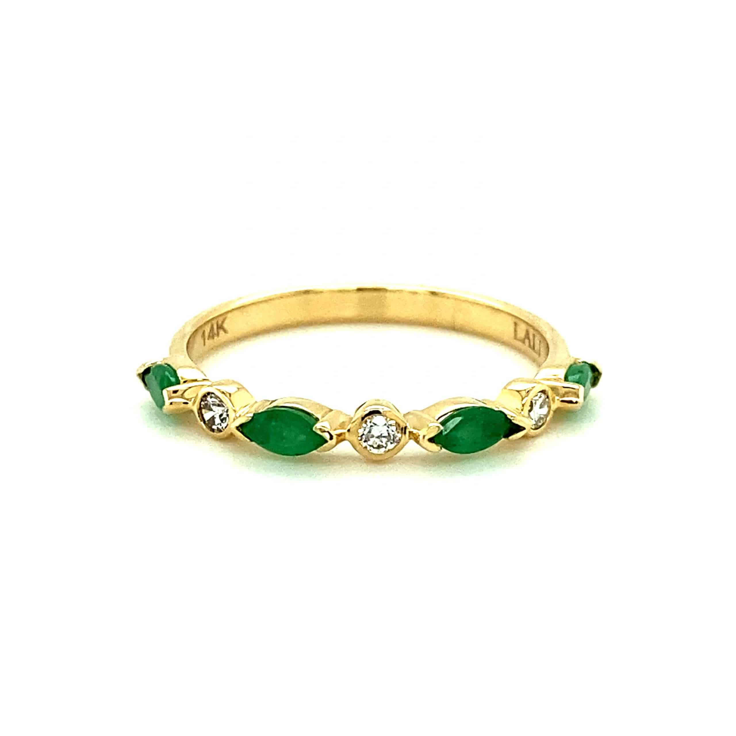 Emerald and Diamond Stackable Band by Lali