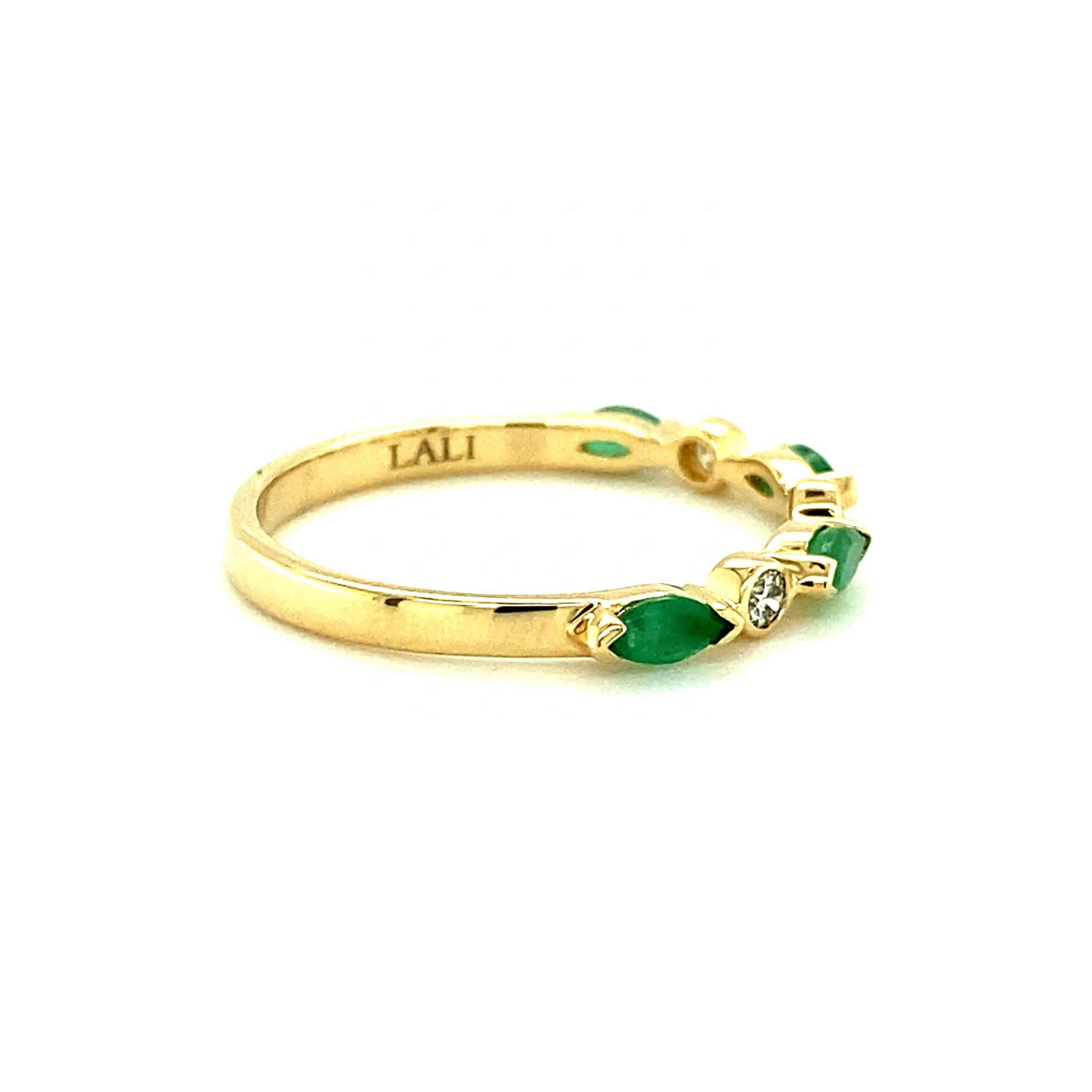 Emerald and Diamond Stackable Band by Lali