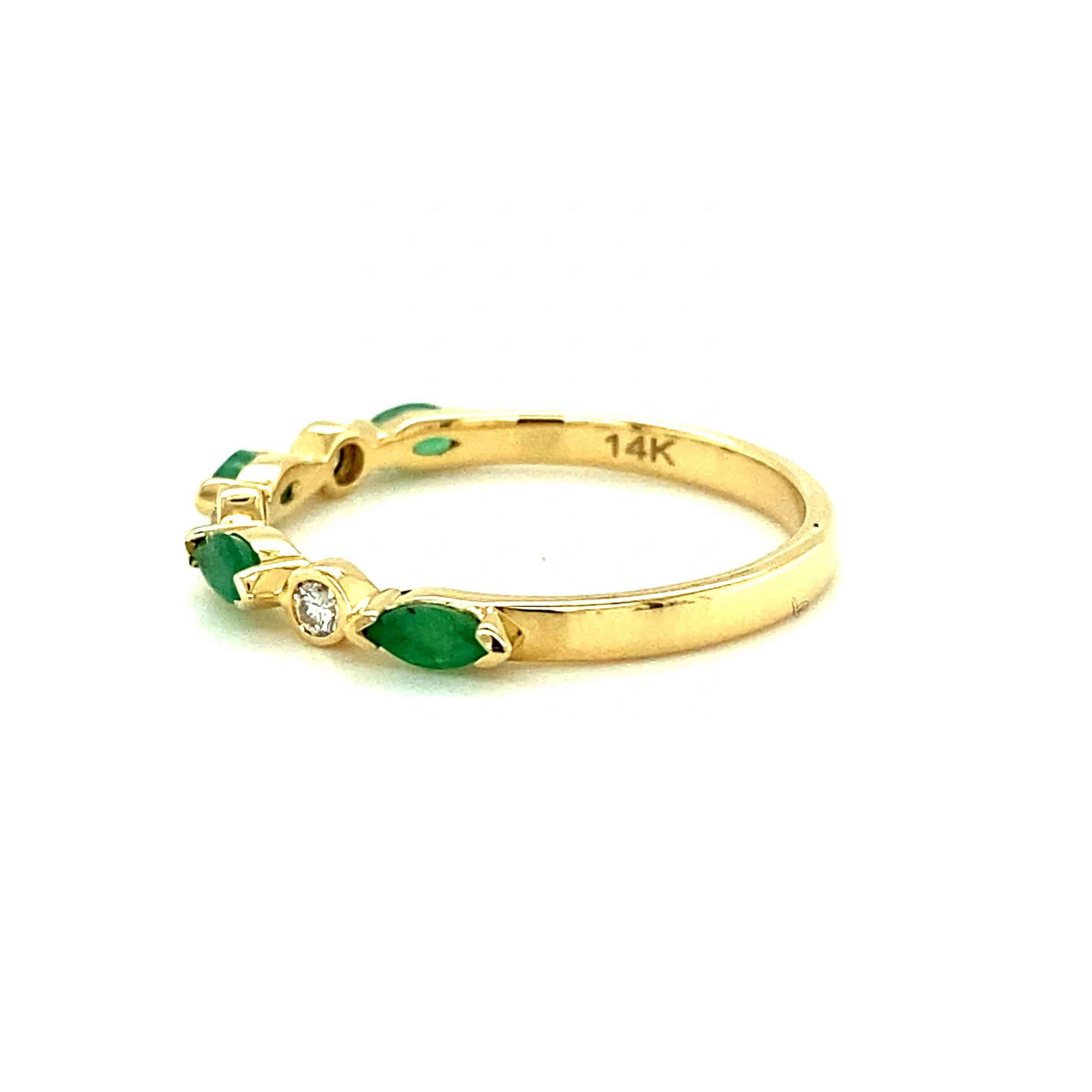 Emerald and Diamond Stackable Band by Lali