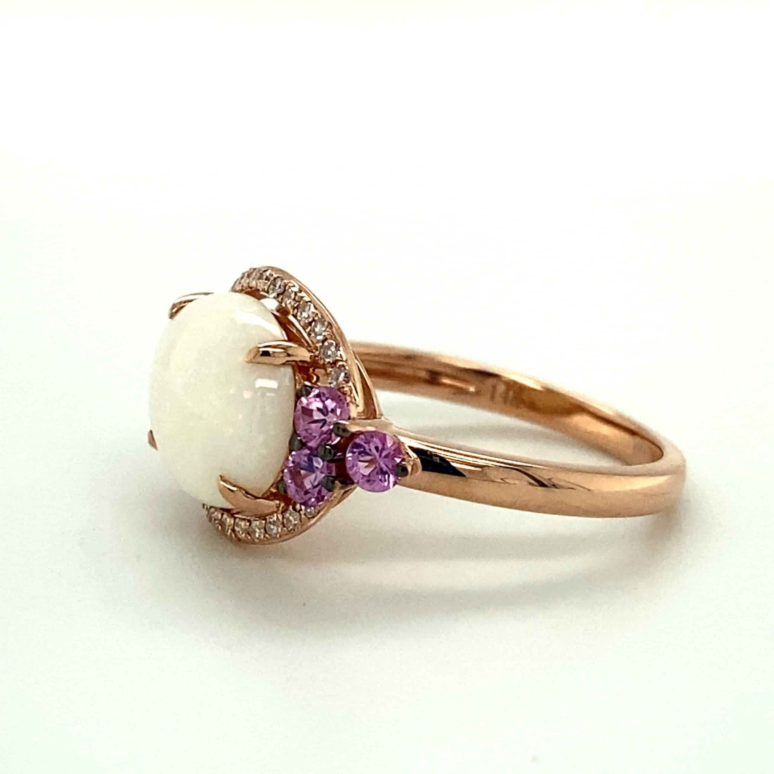 Opal Diamond and Pink Sapphire Ring by Lali