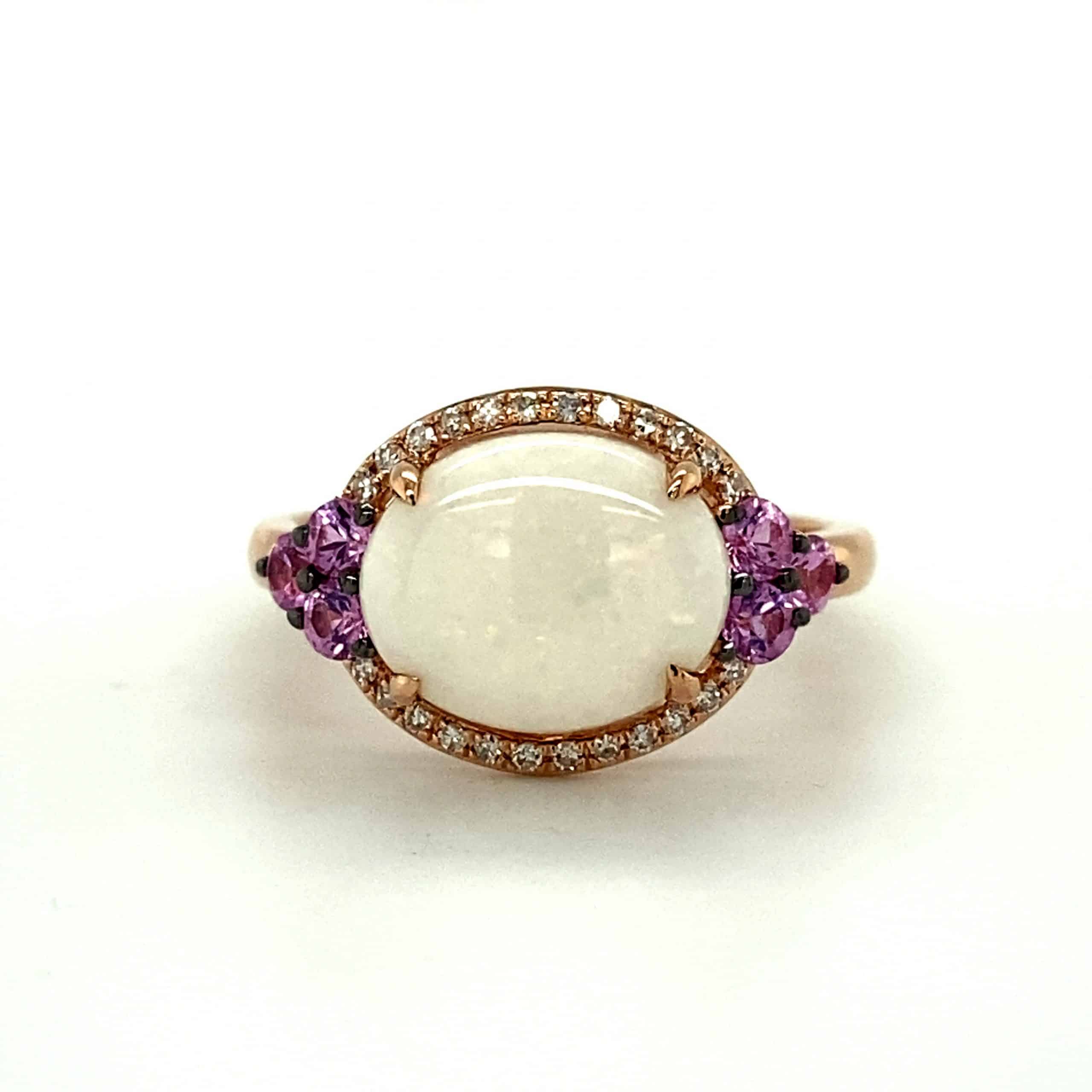 Opal Diamond and Pink Sapphire Ring by Lali