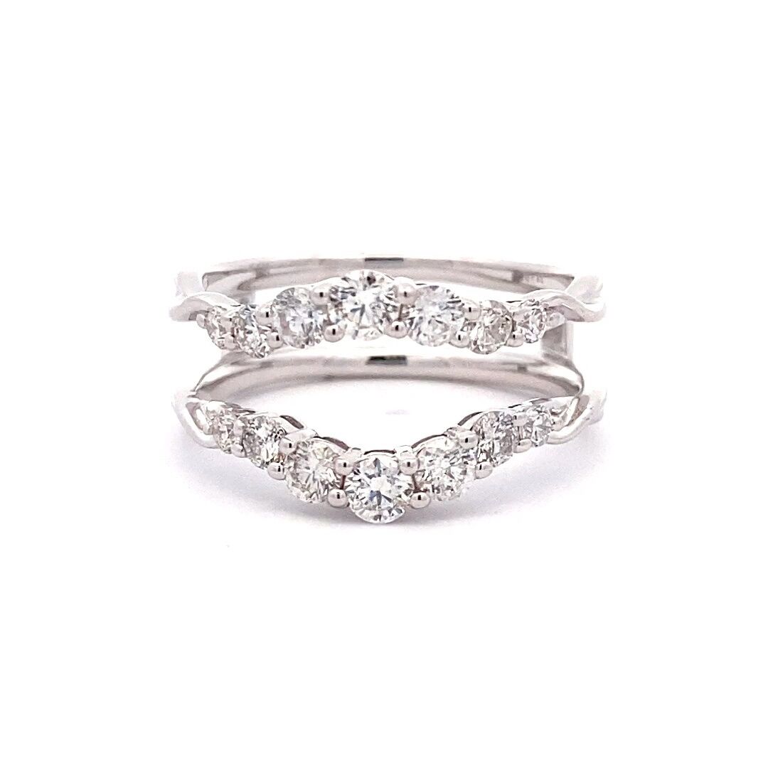 Graduated Diamond Ring Guard in 14k White Gold