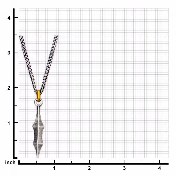 Antique Finish Medieval Blade Pendant Necklace in Stainless Steel and Yellow Gold Plating