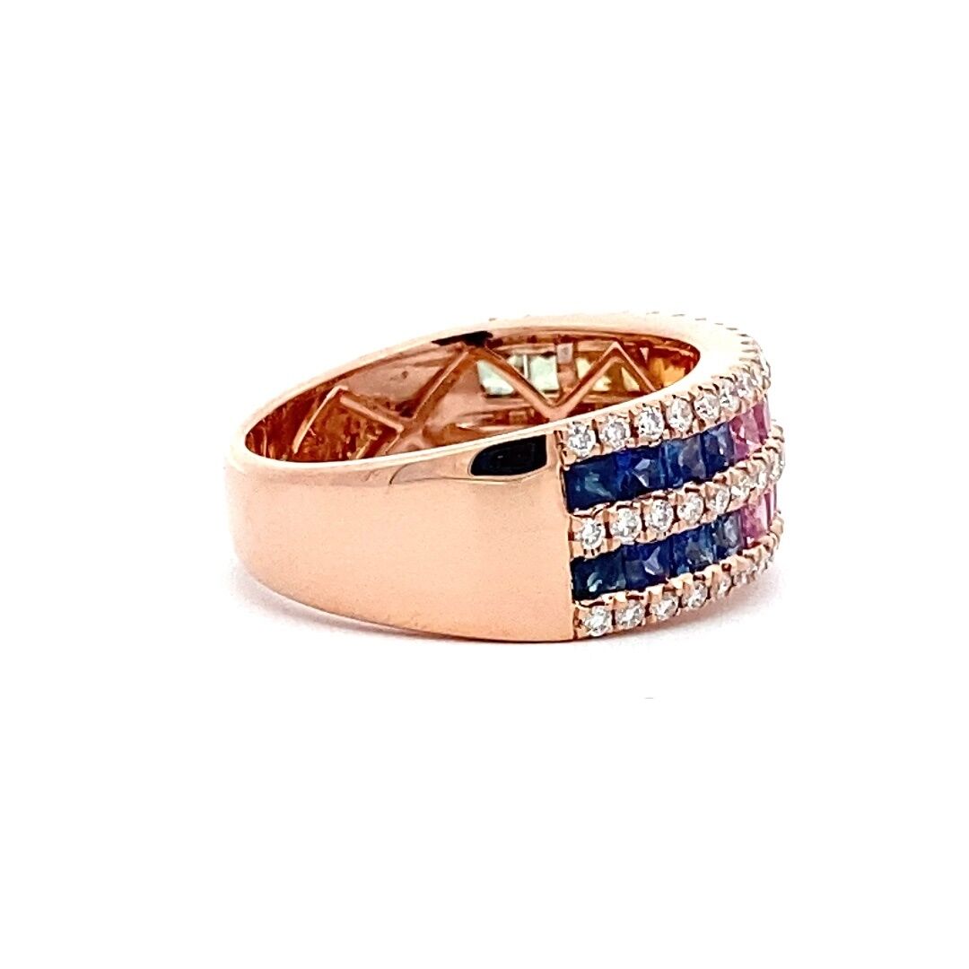 Multi-Color Sapphire and Diamond Band in 14k Rose Gold by Effy