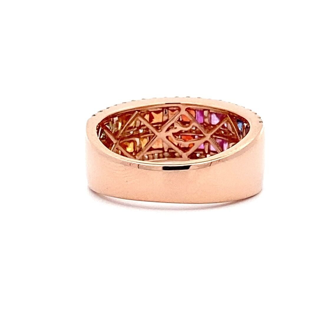 Multi-Color Sapphire and Diamond Band in 14k Rose Gold by Effy
