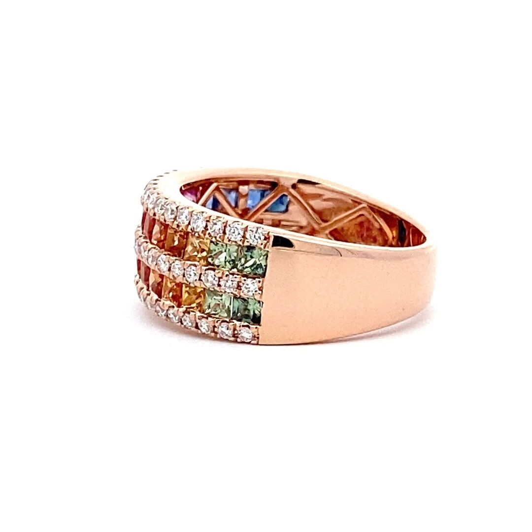 Multi-Color Sapphire and Diamond Band in 14k Rose Gold by Effy