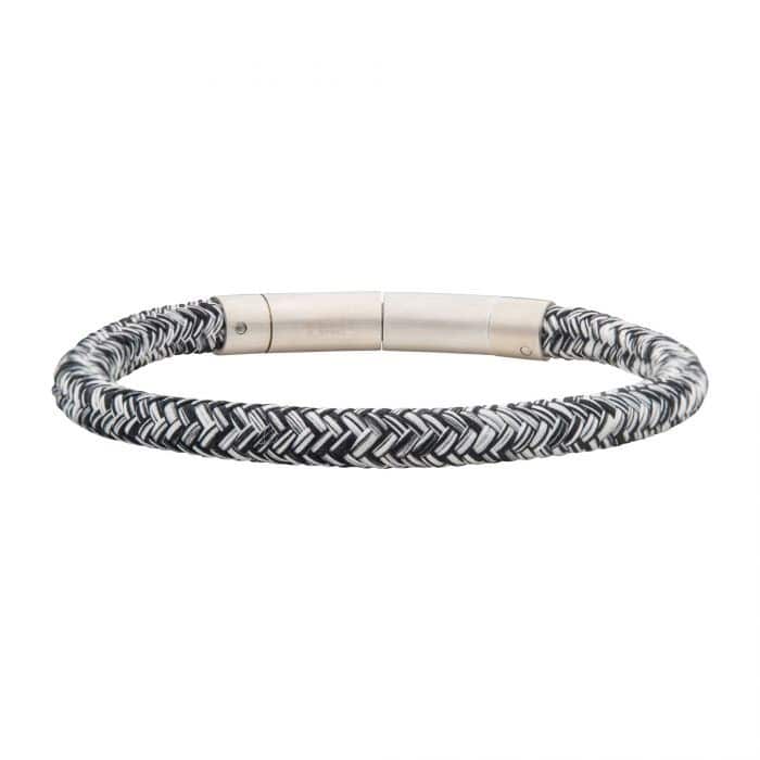 Black and White Braided Nylon Cord Bracelet