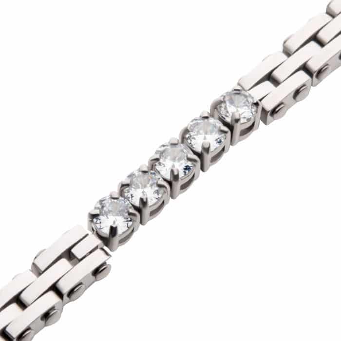 Men's Cubic Zirconia Tennis Bracelet - Stainless Steel